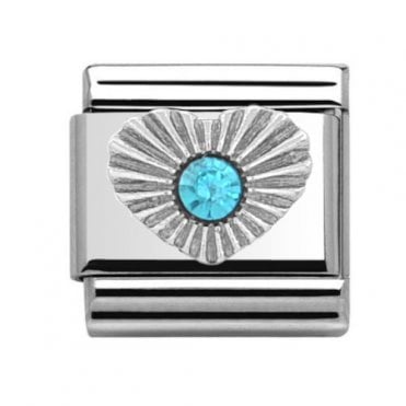 Silver Turquoise Heart December Birthstone Charm