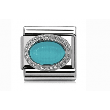 Silver Turquoise Stone Set December Birthstone Charm