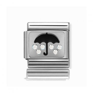 Silver Umbrella Stone Set Charm