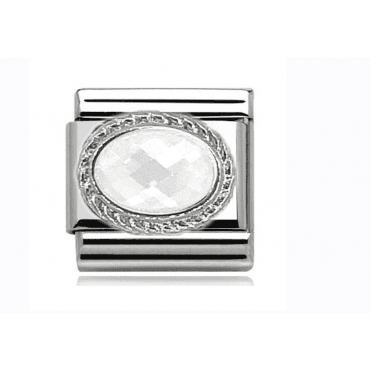 Silver White Opal Stone Set Charm