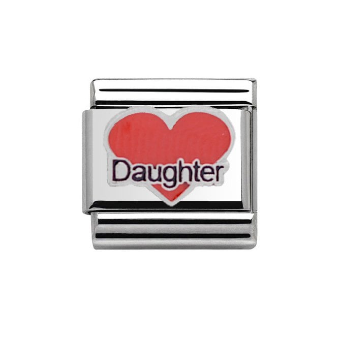 Charmlinks Silver wirh Red Heart Daughter Charm