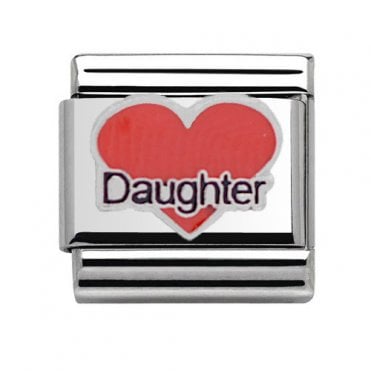 Silver wirh Red Heart Daughter Charm