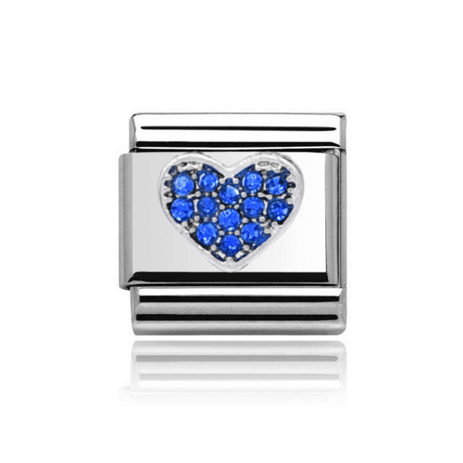 Charmlinks Silver with Blue Stone Set Heart Charm