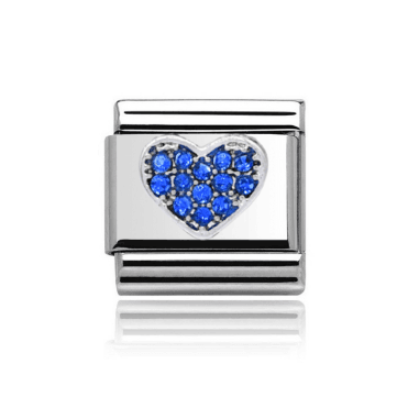 Silver with Blue Stone Set Heart Charm