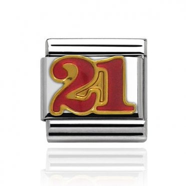 Silver with Gold 21st Charm