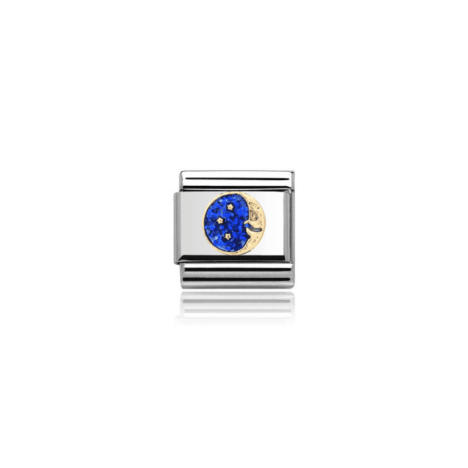 Charmlinks Silver with Gold Blue Creasant Moon Charm