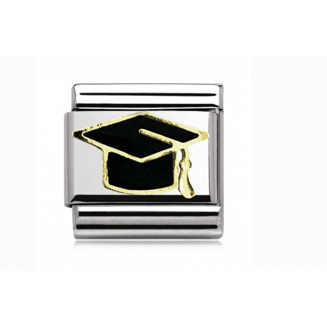 Charmlinks Silver with Gold Graduation Hat Charm