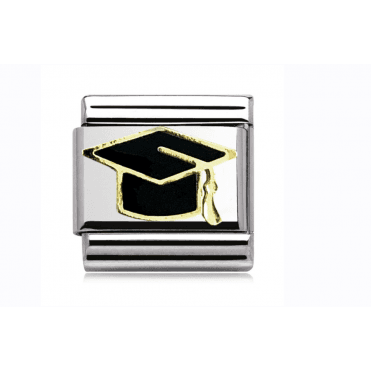 Silver with Gold Graduation Hat Charm