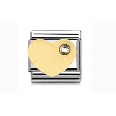 Silver with Gold Heart Stone Set Charm