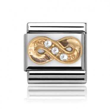 Silver with Gold Infinity Stone Set Charm