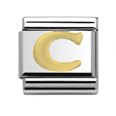 Silver with Gold Initial C Charm