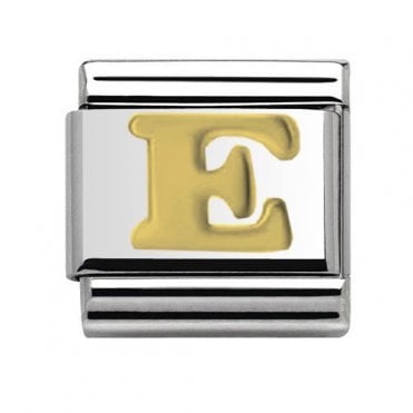 Silver with Gold Initial E Charm