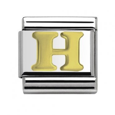 Silver with Gold Initial H Charm