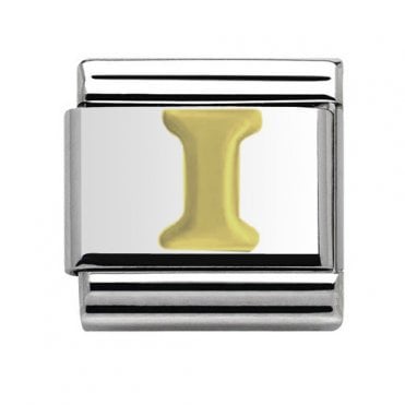 Silver with Gold Initial I Charm
