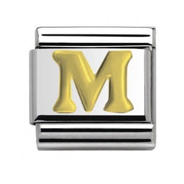 Silver with Gold Initial M Charm