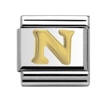 Silver with Gold Initial N Charm
