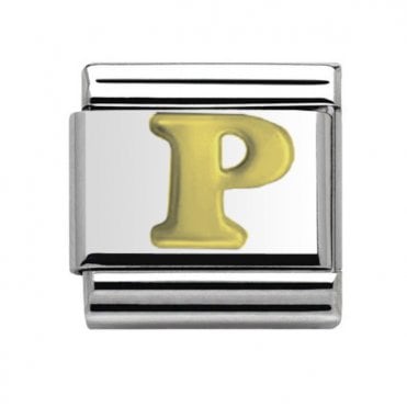Silver with Gold Initial P Charm