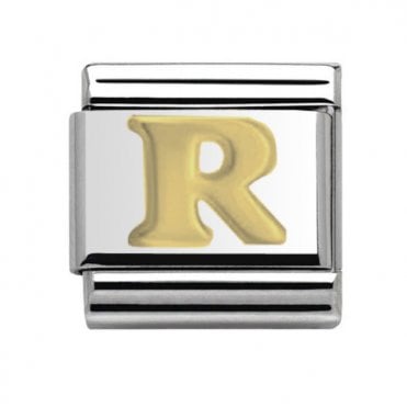 Silver with Gold Initial R Charm