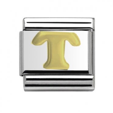 Silver with Gold Initial T Charm