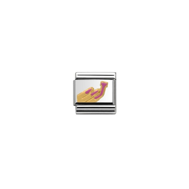 Charmlinks Silver with Gold Pink Nails Charm