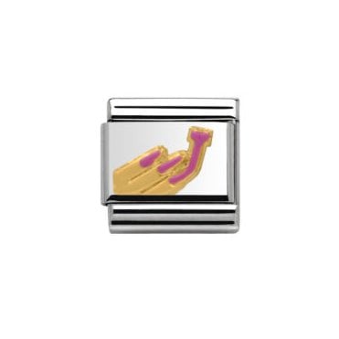 Silver with Gold Pink Nails Charm