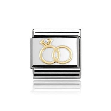 Silver with Gold Rings Charm