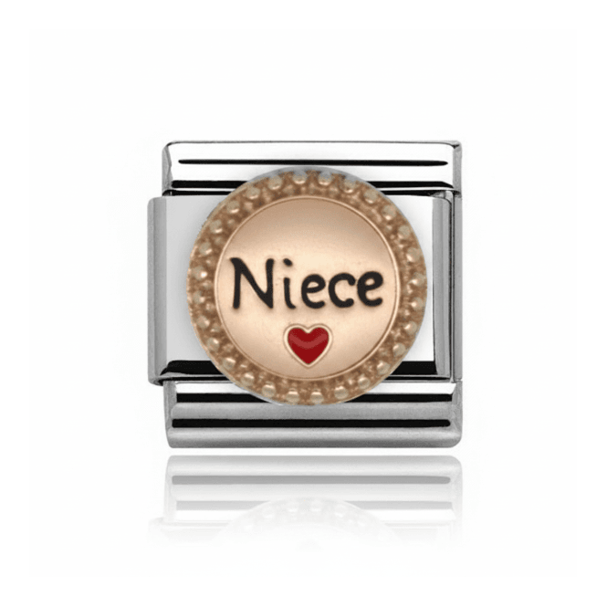 Charmlinks Silver with Gold Round Niece With Red Heart Charm