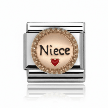 Silver with Gold Round Niece With Red Heart Charm