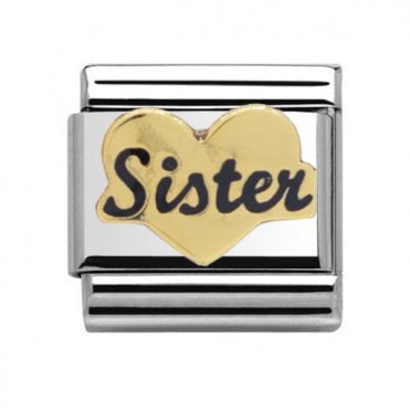 Silver with Gold Sister Heart Charm
