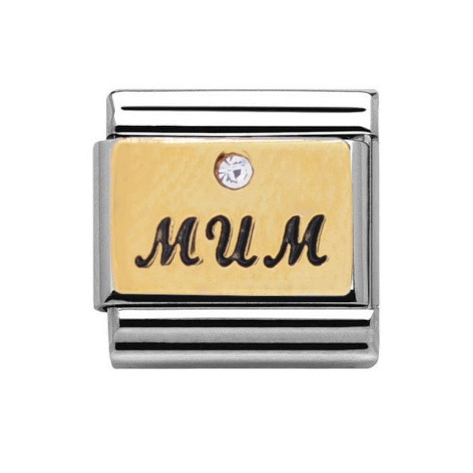 Charmlinks Silver with Gold Stone Set Mum Charm