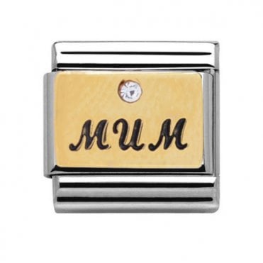Silver with Gold Stone Set Mum Charm