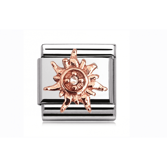 Charmlinks Silver with Gold Sun Stone Set Charm