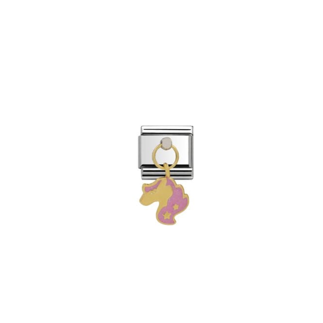 Charmlinks Silver with Gold Unicorn Drop Charm