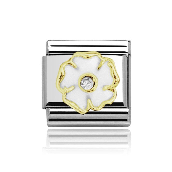 Charmlinks Silver with Gold White/Yellow Flower Charm