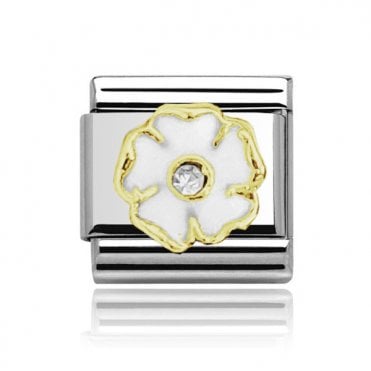 Silver with Gold White/Yellow Flower Charm