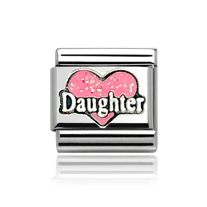 Charmlinks Silver with Pink Daughter Heart Charm
