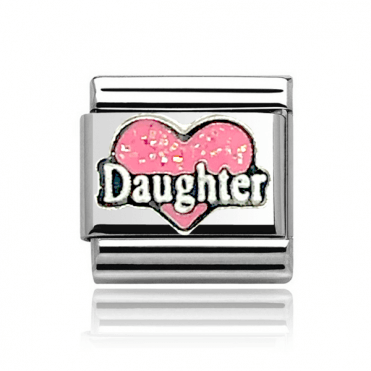 Silver with Pink Daughter Heart Charm