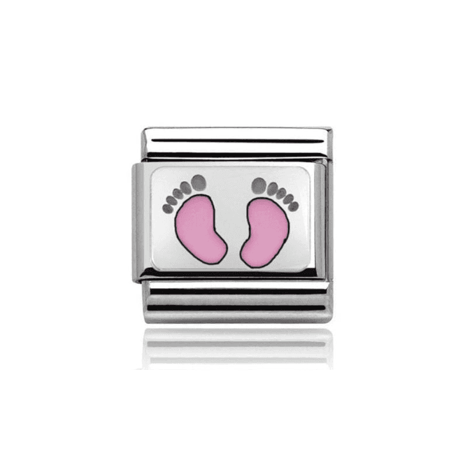 Charmlinks Silver with Pink Feet Charm