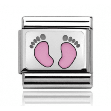 Silver with Pink Feet Charm