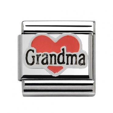 Silver with Red Heart Grandma Charm
