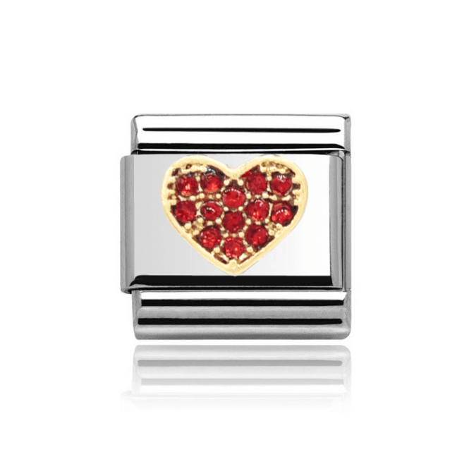 Charmlinks Silver with Red Stone Set Heart Charm