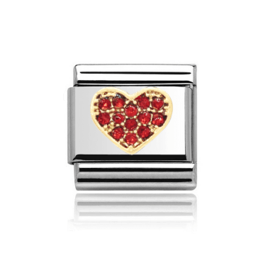 Silver with Red Stone Set Heart Charm