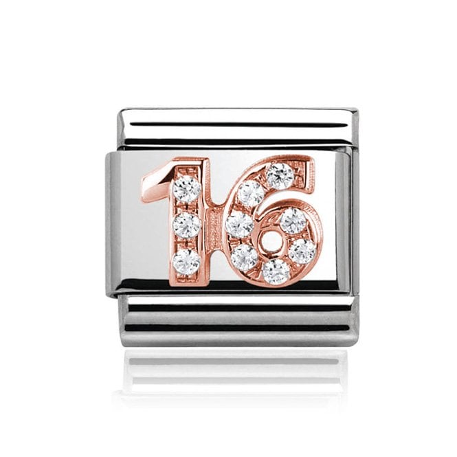 Charmlinks Silver with Rose 16 Stone Set Charm