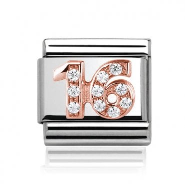 Silver with Rose 16 Stone Set Charm