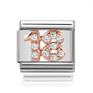 Silver with Rose 18 Stone Set Charm