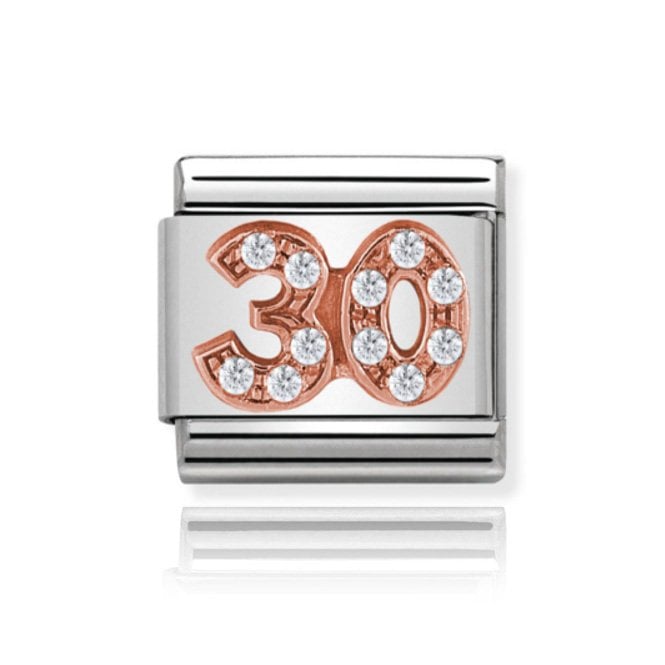 Charmlinks Silver with Rose 30 Stone Set Charm