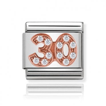Silver with Rose 30 Stone Set Charm