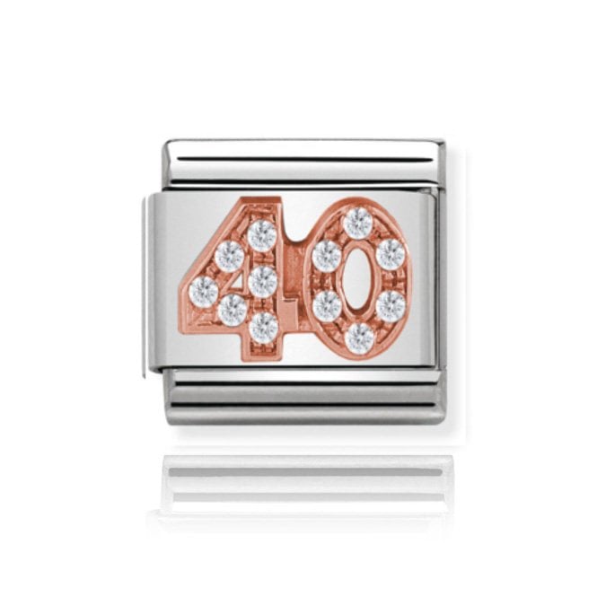 Charmlinks Silver with Rose 40 Stone Set Charm