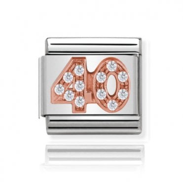 Silver with Rose 40 Stone Set Charm