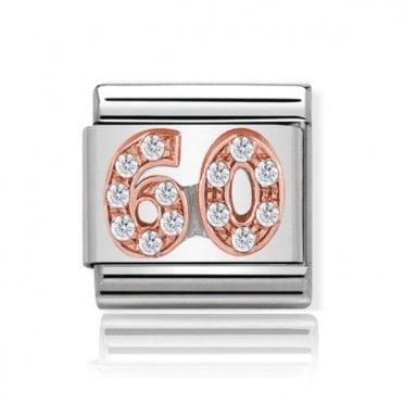 Silver with Rose 60 Stone Set Charm